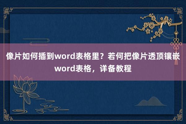 像片如何插到word表格里？若何把像片透顶镶嵌word表格，详备教程