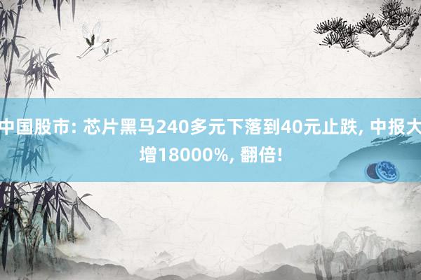 中国股市: 芯片黑马240多元下落到40元止跌, 中报大增18000%, 翻倍!